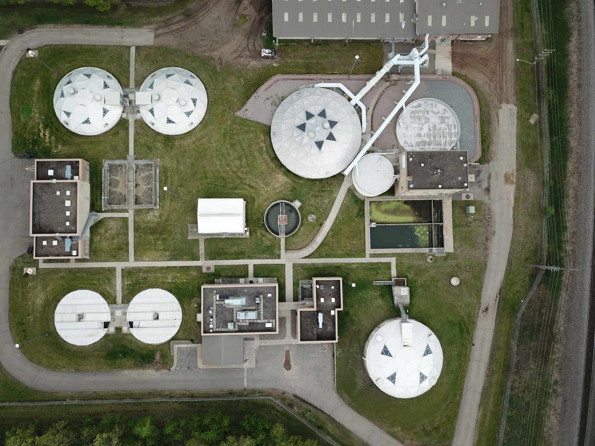 Municipal water treatment facility basins
