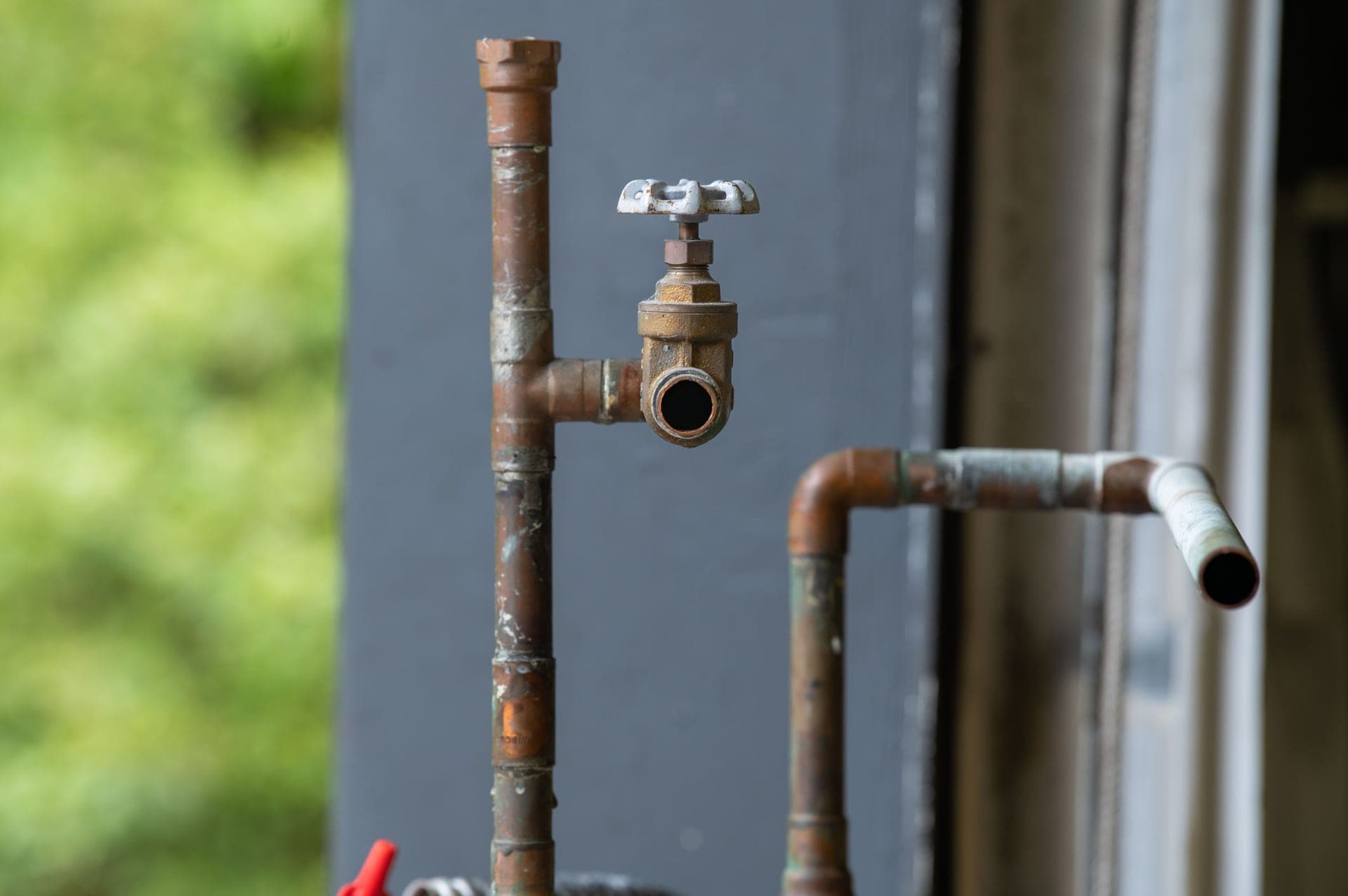 Old lead plumbing joint on a household pipe