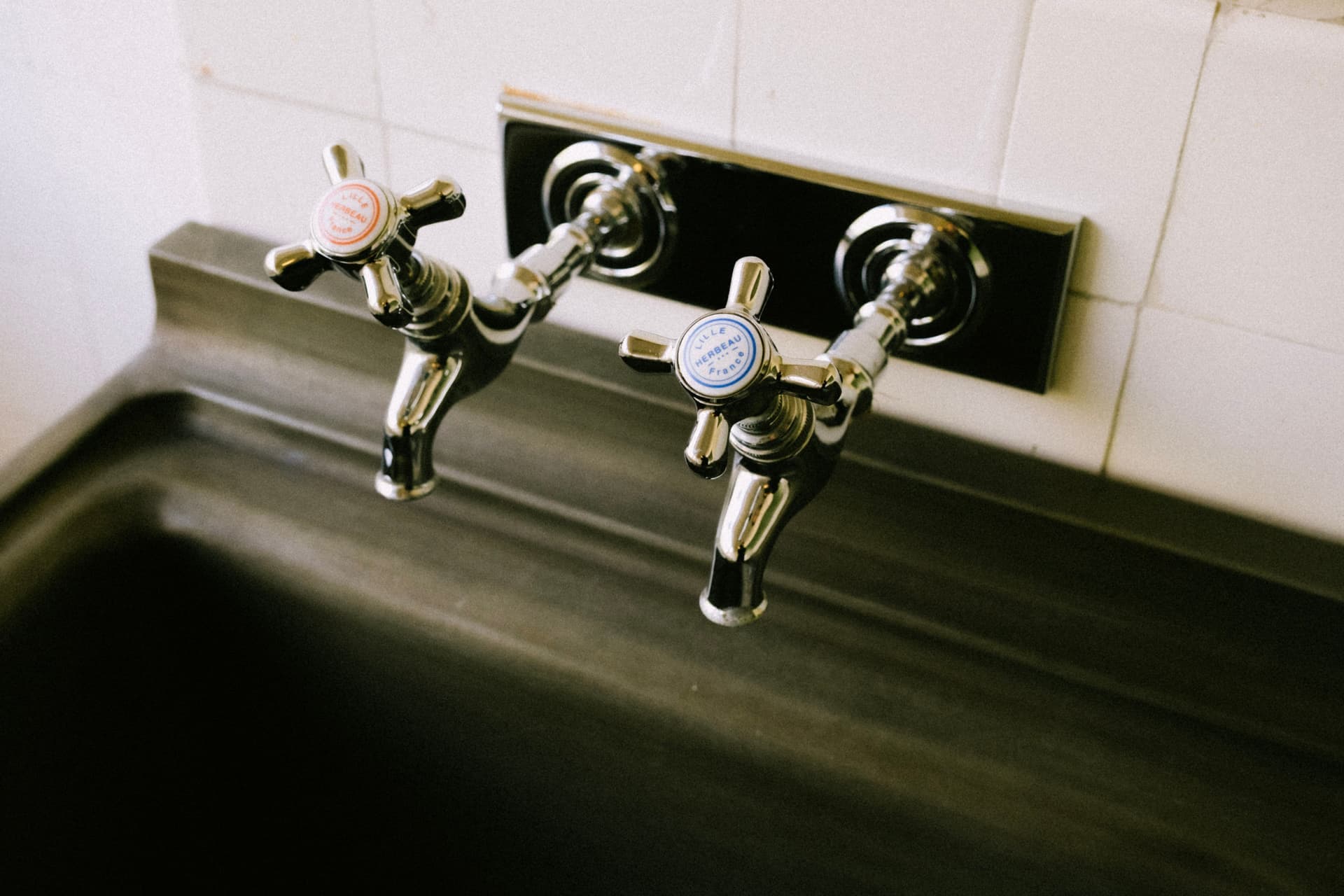 Limescale deposits built up on a faucet
